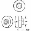 Prime-Line Shower Door Roller, 3/4in Dia, Flat Edge Nylon Tire, Steel Ball Bearings Threaded Hex Head Hub, 4PK M 6152